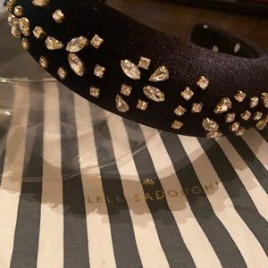 Lele Sadoughi black velvet embellished headband
